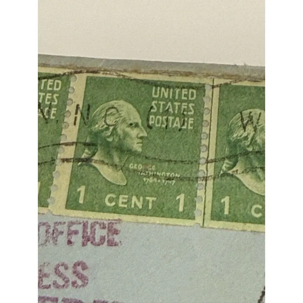 George Washington 1 One Cent Stamp 1789-1797 Green (13 Attached ) as shown - Picture 3 of 5